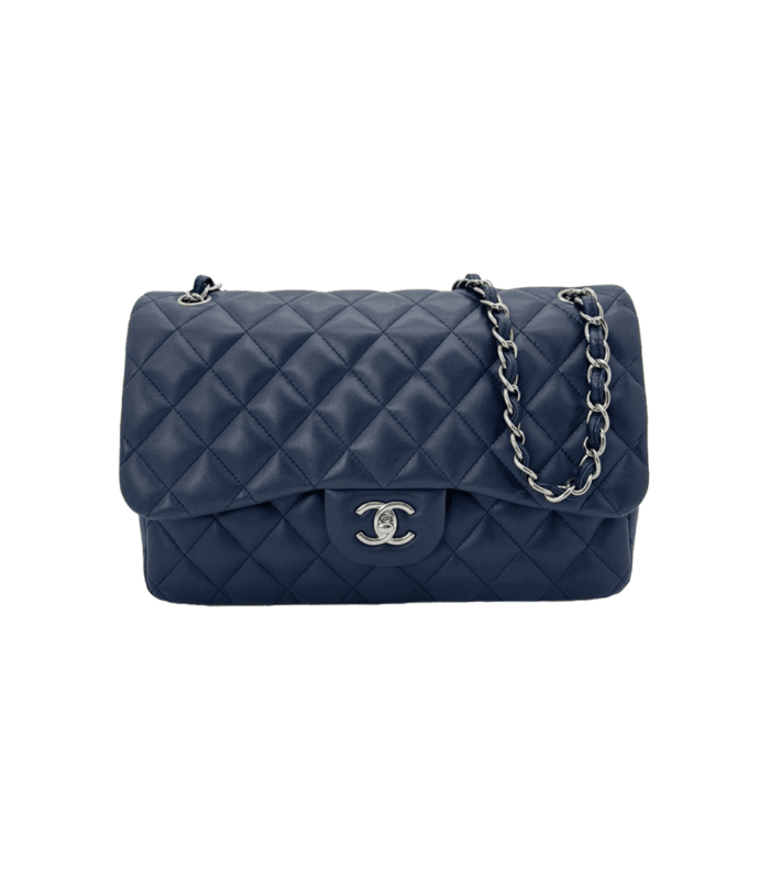 Chanel Lambskin Jumbo Classic Double Flap Bag Navy