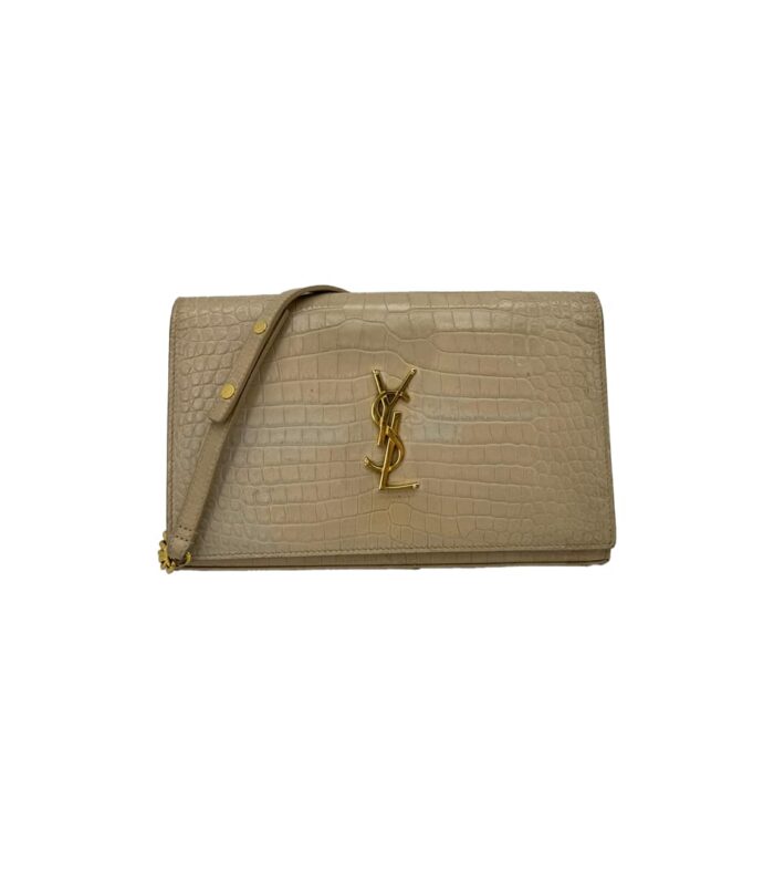 Saint Laurent Cassandre Wallet On Chain in Croc Embossed