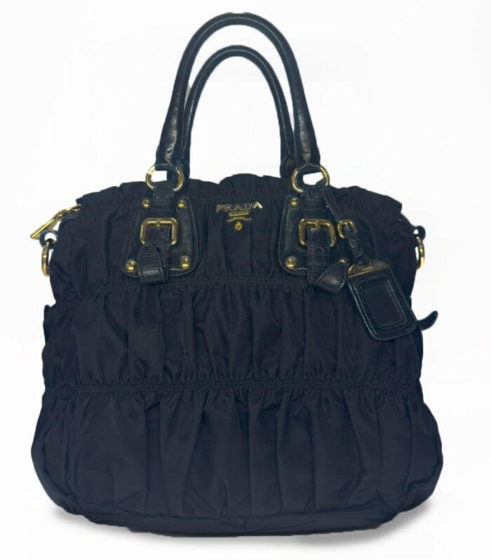 Prada Tessuto Gaufre Nylon Ruched Bag