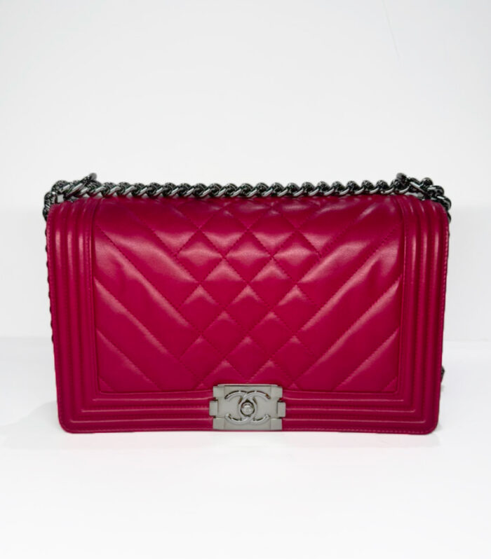 Chanel Boy Lambskin in Fushia SHW